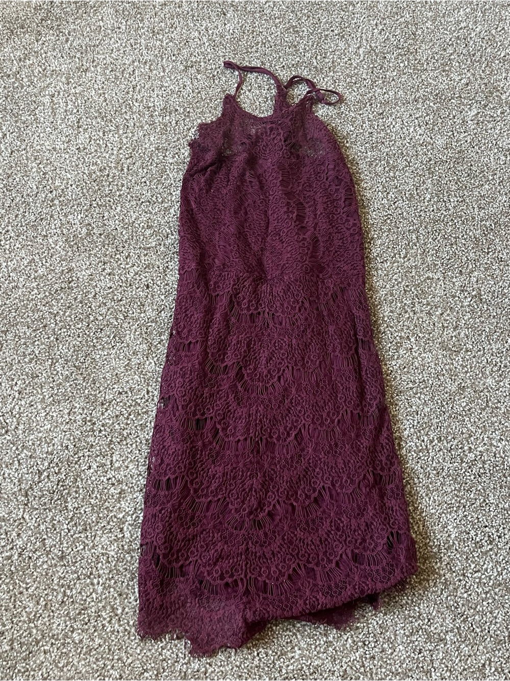 Free People Women’s Large Lace Halter Midi Dress in Deep Plum